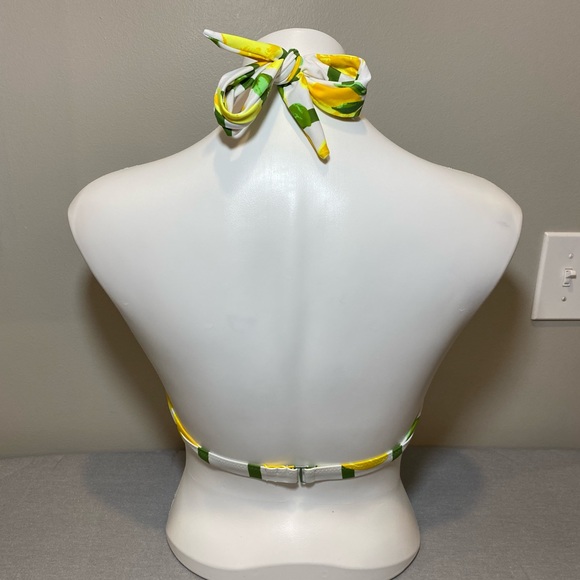 aerie High Neck Striped Lemon Print Swimsuit Top - Picture 4 of 7